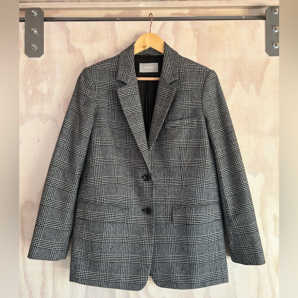 Everlane Oversized Blazer Houndstooth Wool Jacket Size 2